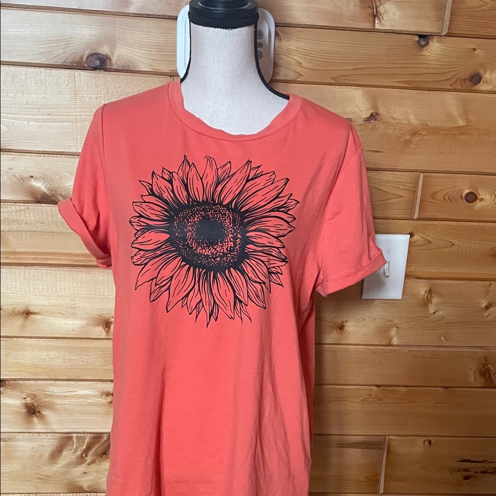 Sunflower Graphic Neon Orange T-Shirt